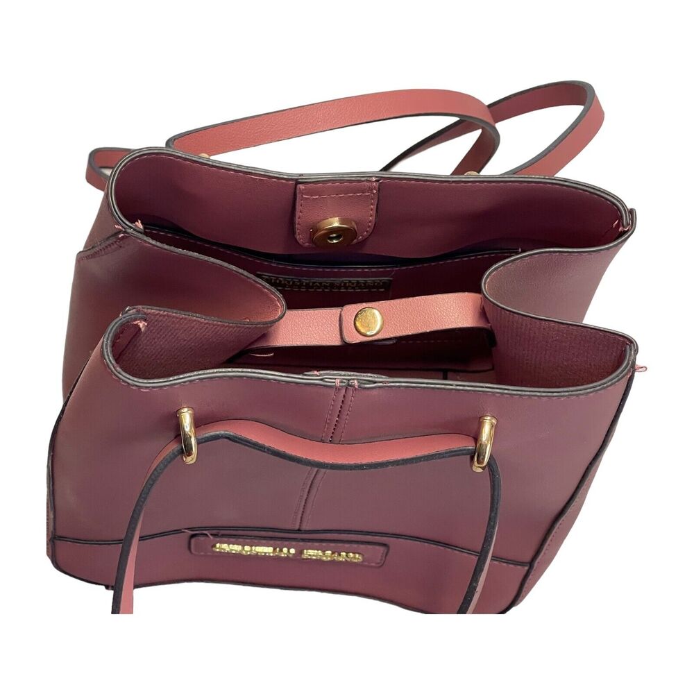 Christian Siriano for Payless Womens Handbag Pink Faux Leather Snap Shoulder Bag - Picture 7 of 11